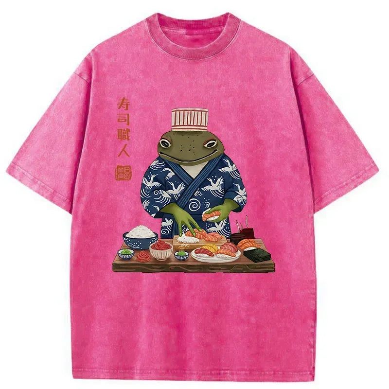 Japanese frog sushi chef t-shirt for men