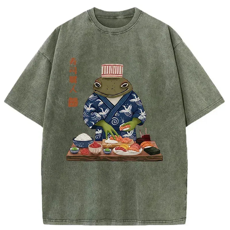 Kyoto lion frog sushi chef shirt