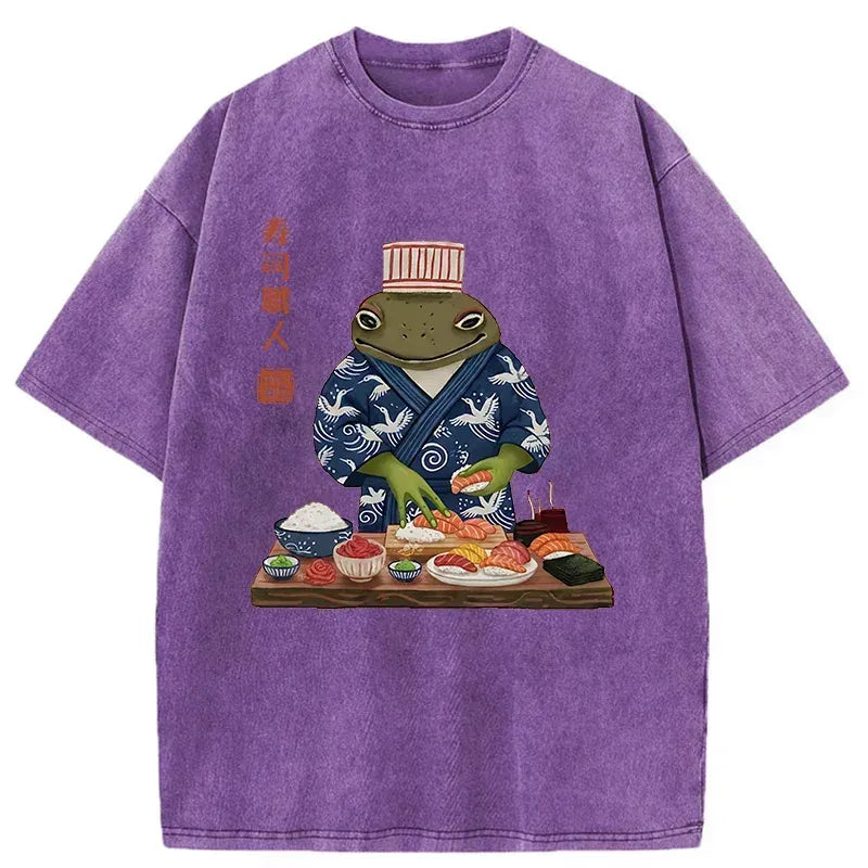 Japanese frog sushi chef t-shirt for men
