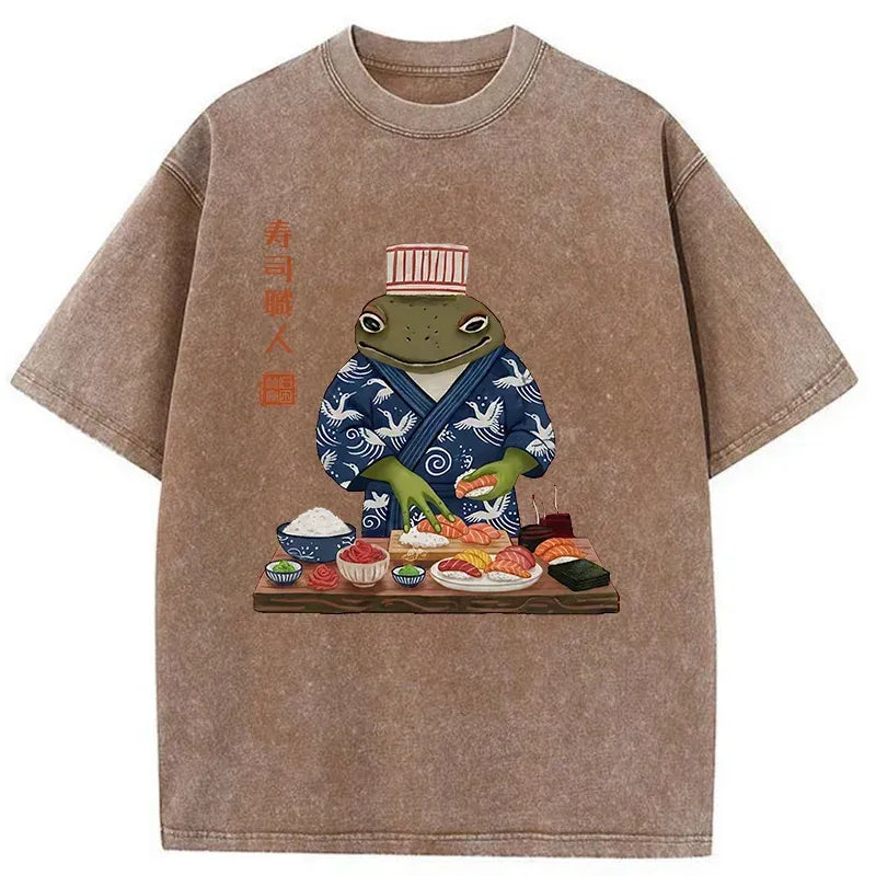 Kyoto lion frog sushi chef shirt