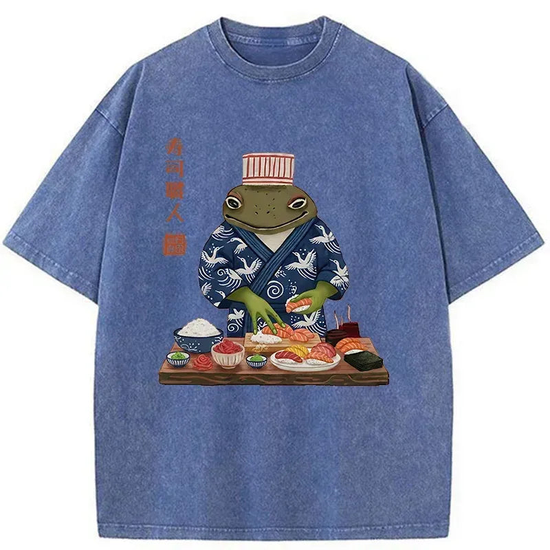 Kyoto lion frog sushi chef shirt