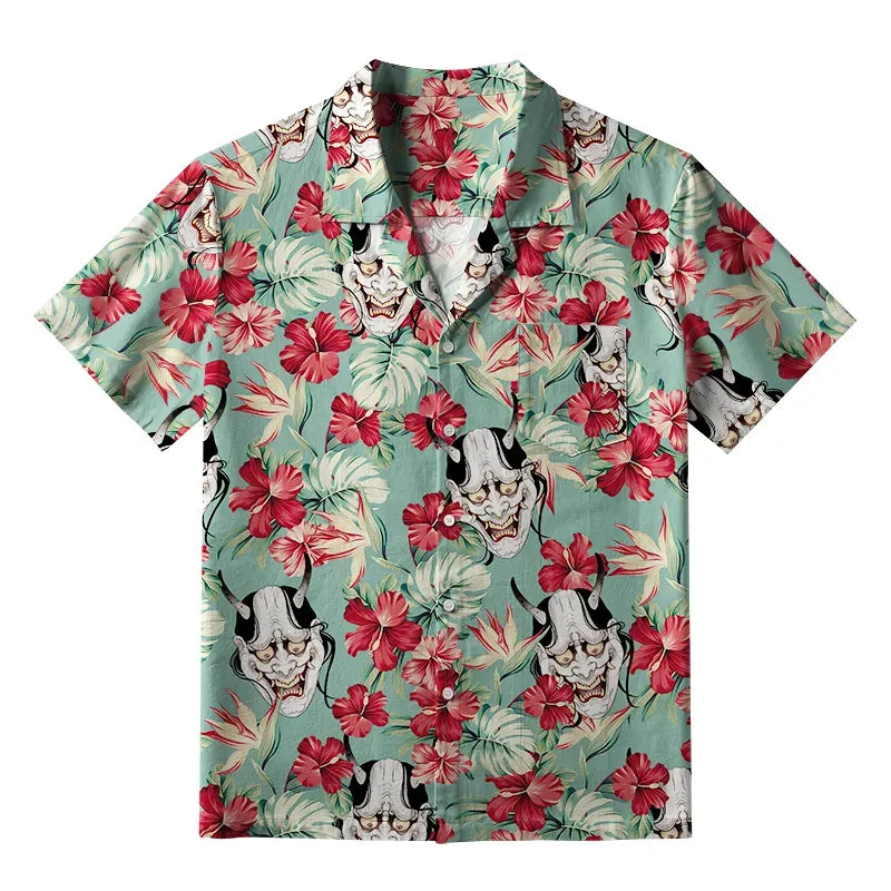 Japanese Oni Mask Hawaiian Shirt for Summer