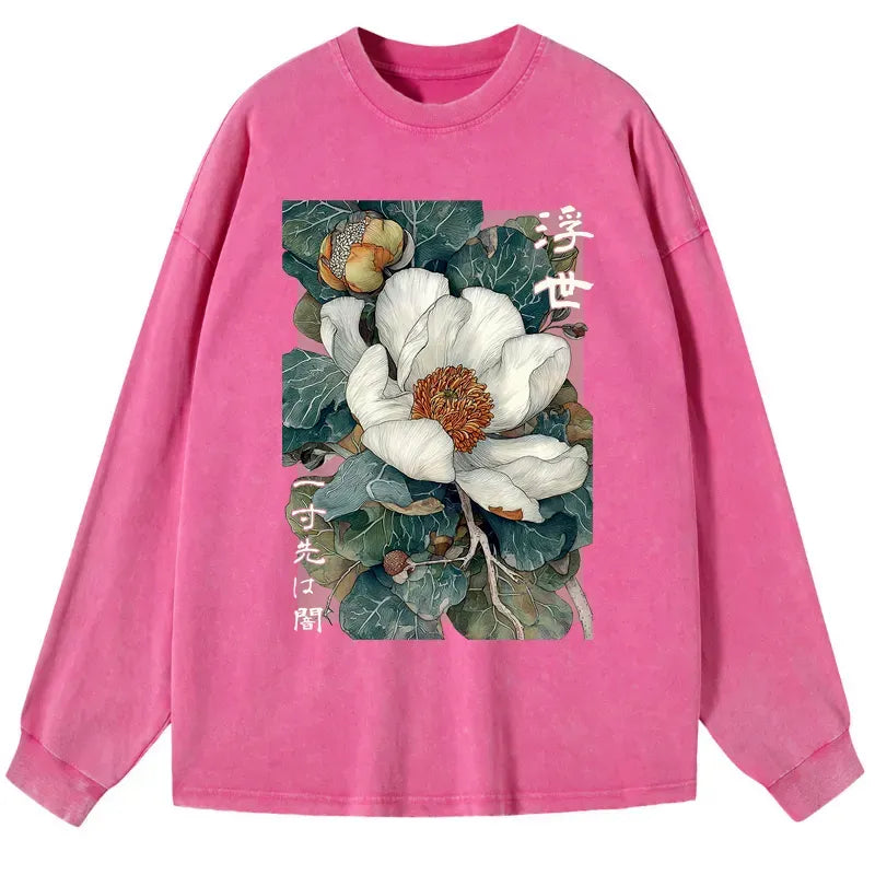 Japanese Ukiyoe Washed Long Sleeve T-Shirt