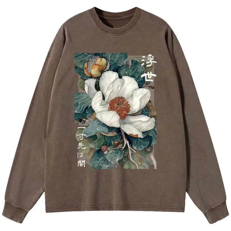 Japanese Ukiyoe Washed Long Sleeve T-Shirt