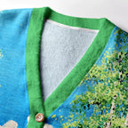 Kyoto-Lion Horses in Bloom Ugly Cardigan Sweater