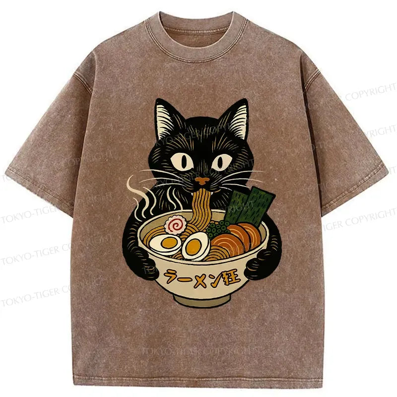 Japanese Cat Ramen T-Shirt for Daily Wear