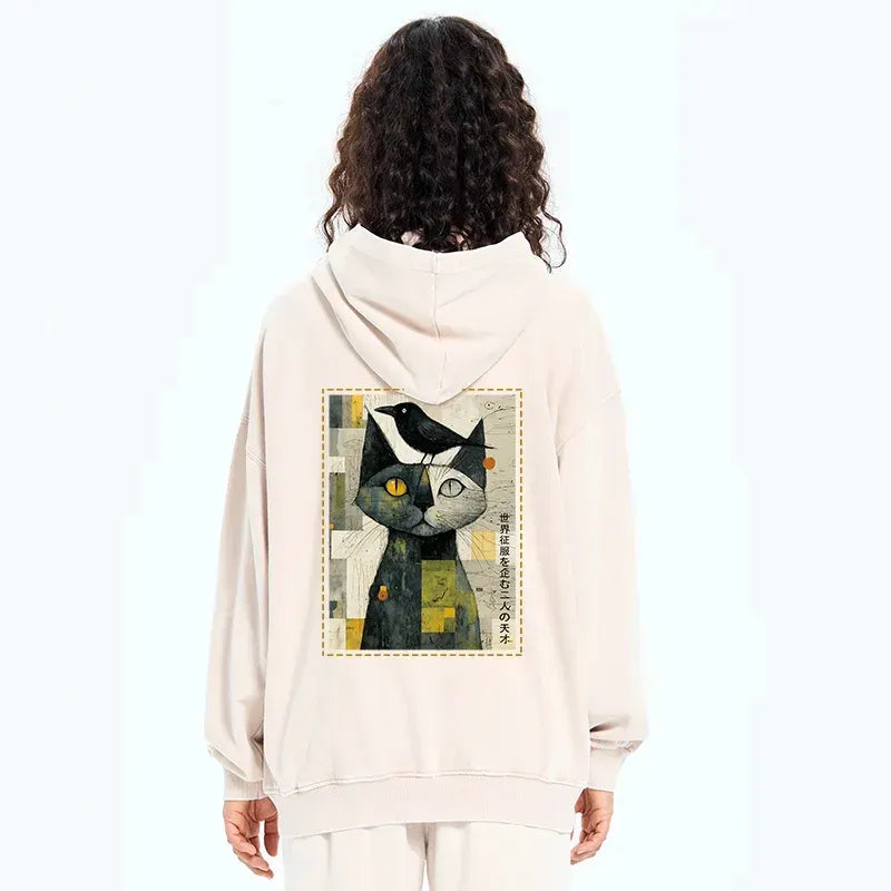 Unisex Zip Up Hoodie with Cat Crow