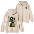 Cat and Crow Zip Hoodie for Streetwear