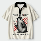 Japanese Woodblock Penguin Polo Shirt