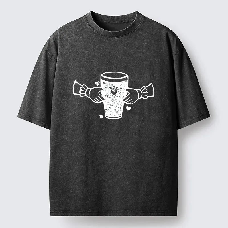 Kyoto-Lion Drinking Together Washed T-Shirt