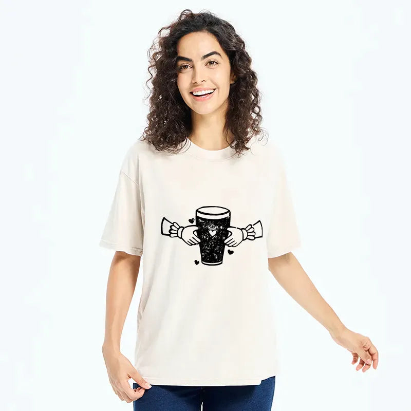Kyoto-Lion Drinking Together Washed T-Shirt