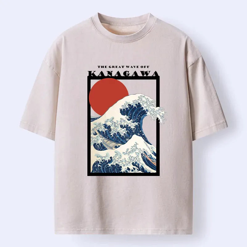 Vintage Ukiyo-e Washed T-Shirt for Streetwear