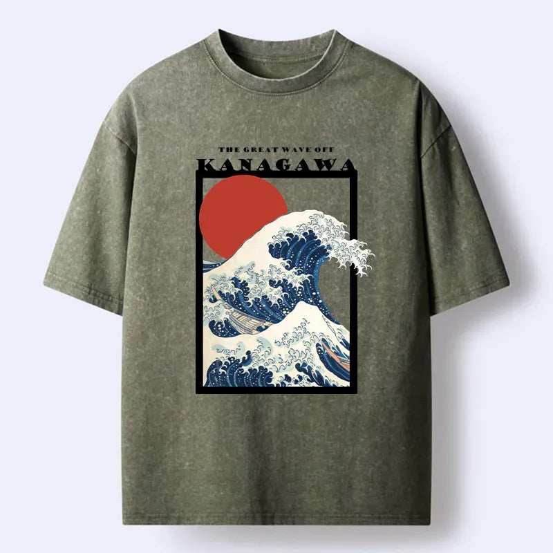 Japanese Ukiyo-e Waves T-Shirt for Summer