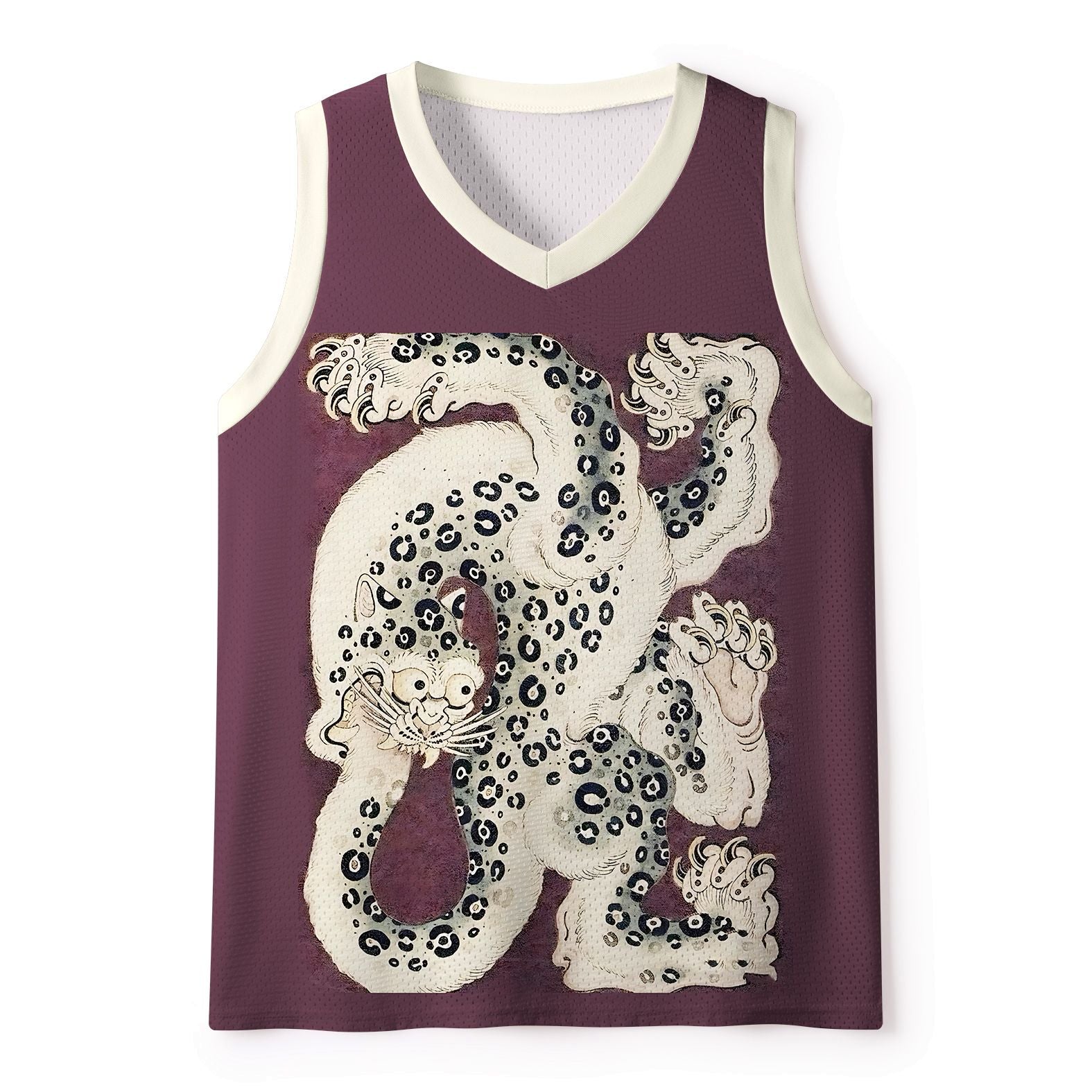 Kyoto-Lion Incredible Snow Leopard Mesh Tank Top
