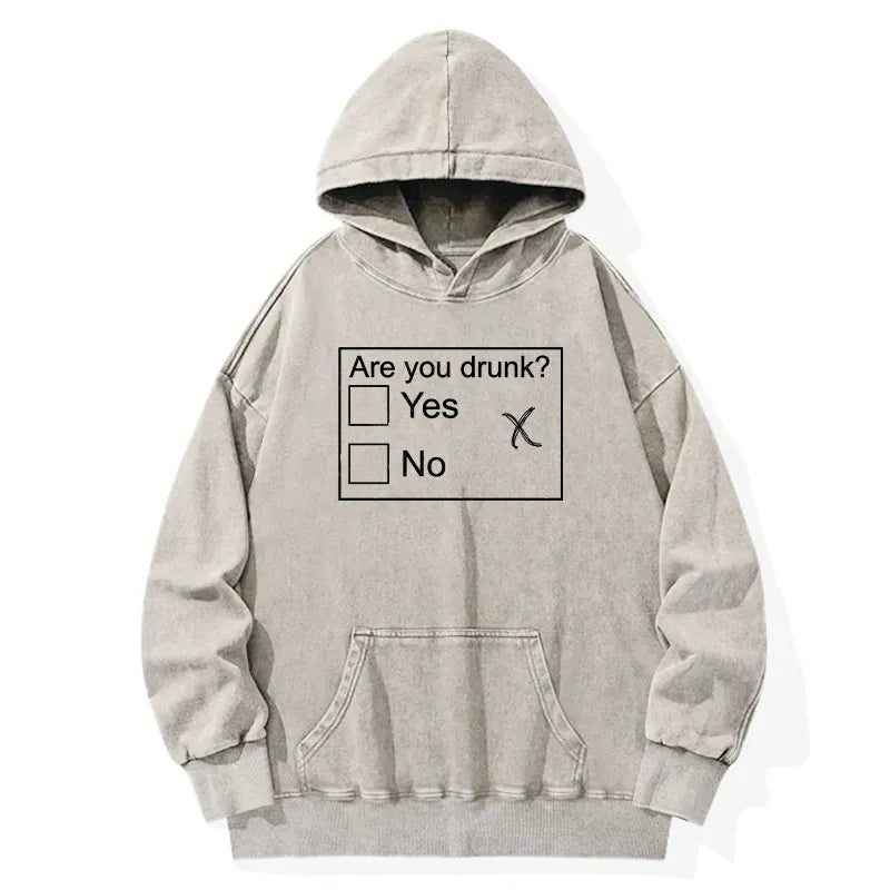 Kyoto-Lion Confused Drunk Checkbox Graphic Washed Hoodie