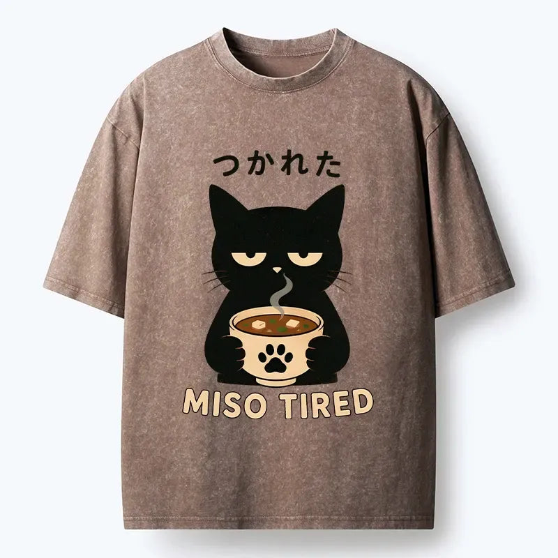 Tired Black Cat T-Shirt for Everyday Wear