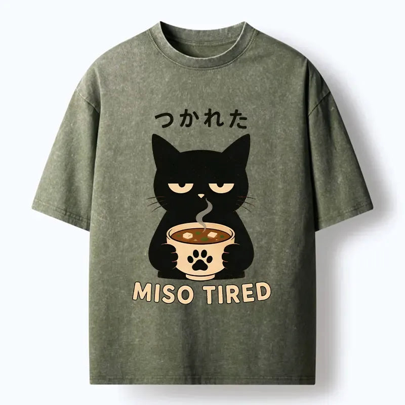 Tired Black Cat T-Shirt for Everyday Wear