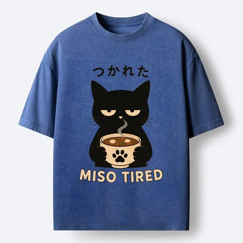 Tired Black Cat T-Shirt for Everyday Wear