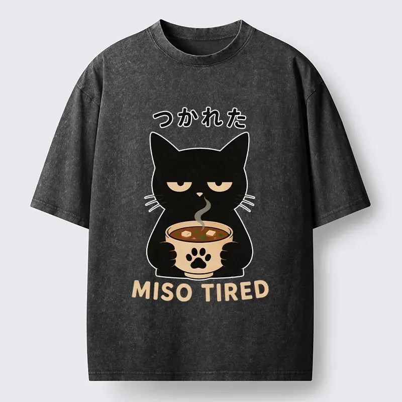 Tired Black Cat T-Shirt for Everyday Wear