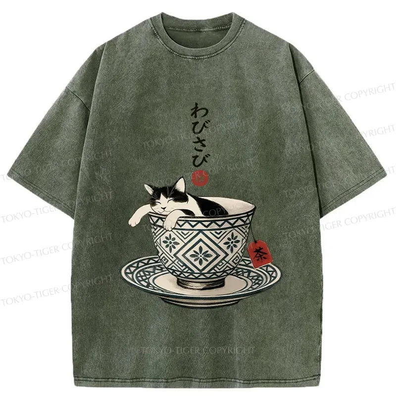 Japanese Vintage Cat Tee for Casual Summer