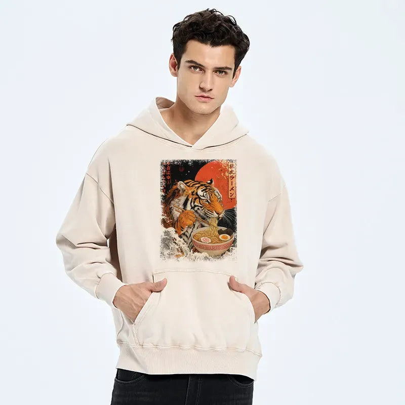 Washed Japanese Tiger Hoodie with Free Shipping