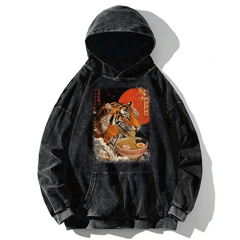 Washed Japanese Tiger Hoodie with Free Shipping