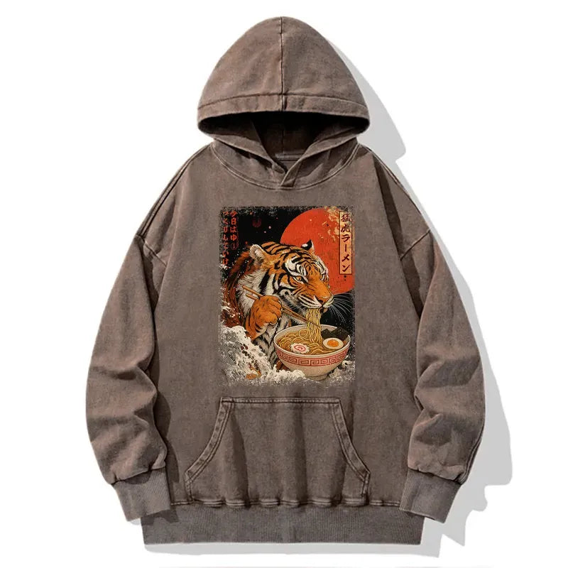 Washed Japanese Tiger Hoodie with Free Shipping