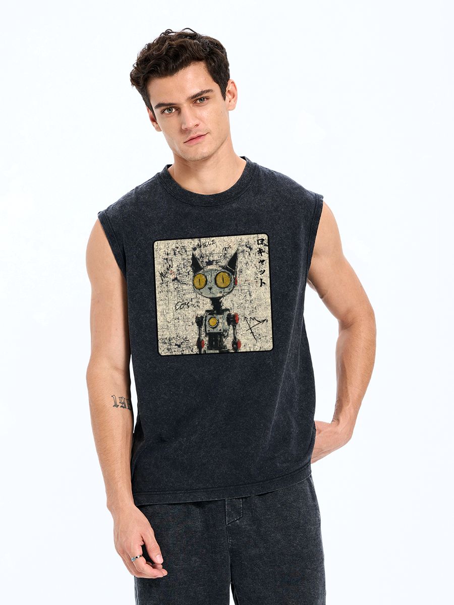 Japanese Robot Cat Tank Top
