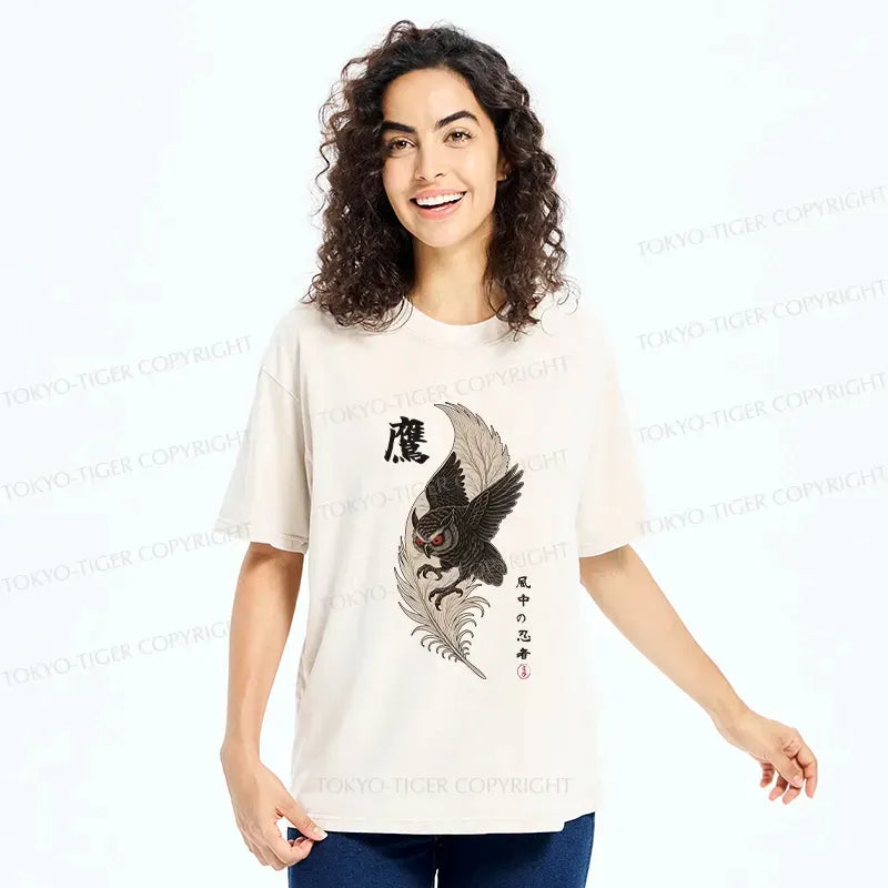 Vintage Ukiyo-e Washed T-Shirt for Summer