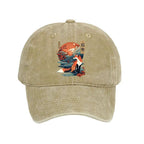 Kyoto-Lion Japanese Kitsune Fox Sakura Washed Cap