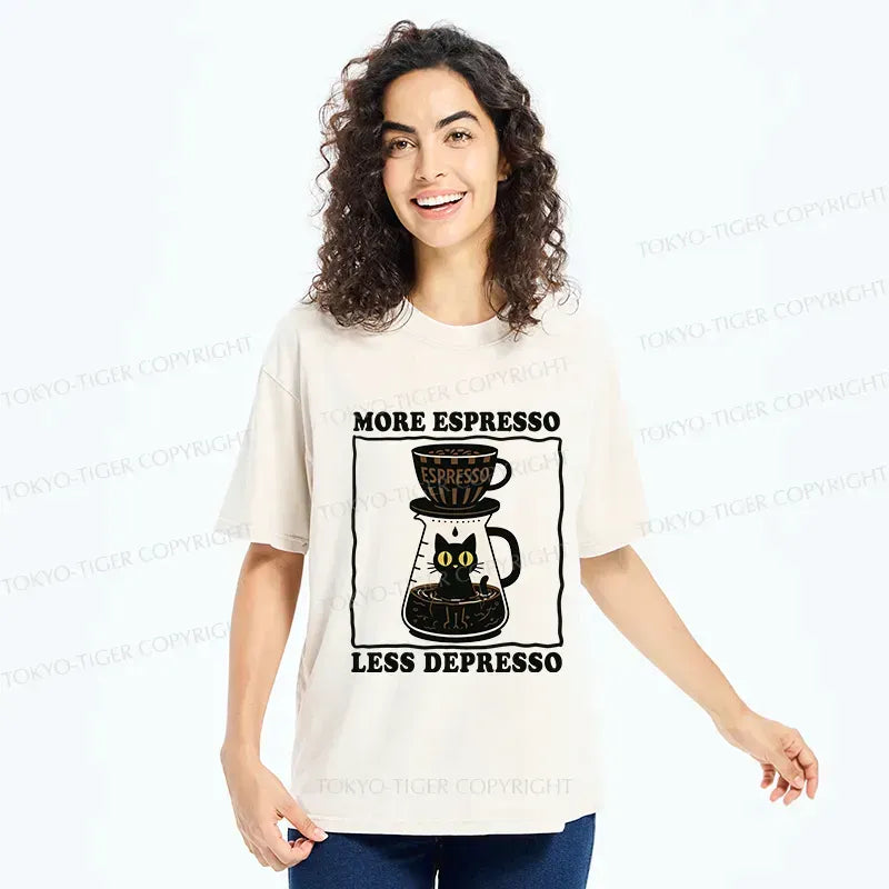 Unisex Japanese Cat Coffee Shirt for Summer
