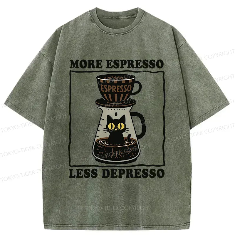 Trending Japanese Cat Coffee Washed T-Shirt