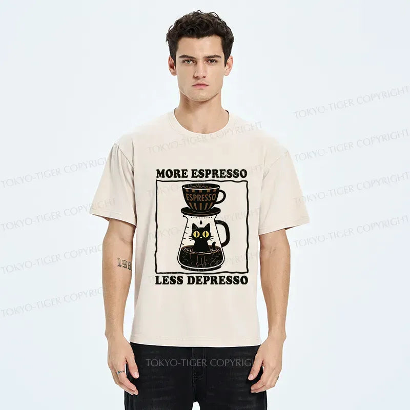 Kyoto-Lion Cats And Coffee Washed T-Shirt