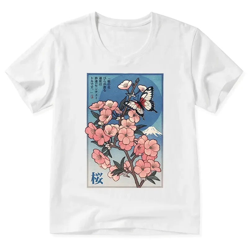 Kyoto-Lion Ukiyoe Japanese Cherry blossoms Poster V-Neck Classic T-Shirt