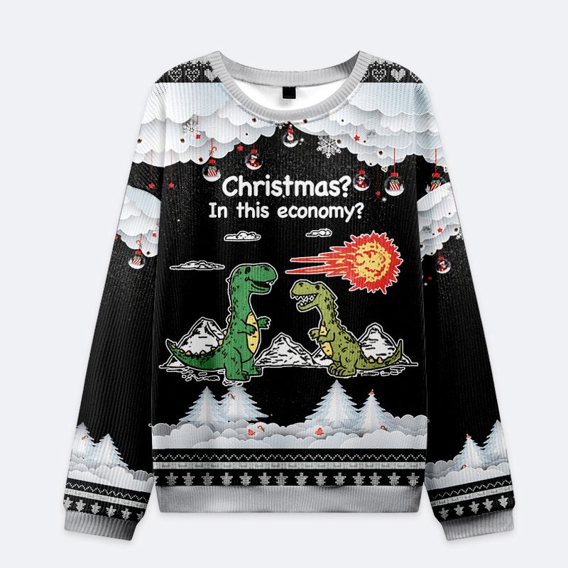 Kyoto-Lion Funny Dinosaur£ºChristmas? In This Economy£¿Christmas Ugly Sweatshirt