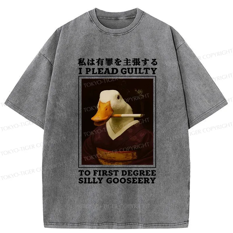Kyoto-Lion Silly Goose Smoking Funny Washed T-Shirt
