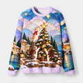 Kyoto-Lion Stained Glass Holiday Cats Fuzzy Christmas Ugly Sweatshirt
