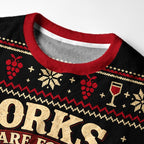 Kyoto-Lion Funny Santa Corks Are For Quitters Fuzzy Christmas Ugly Sweatshirt