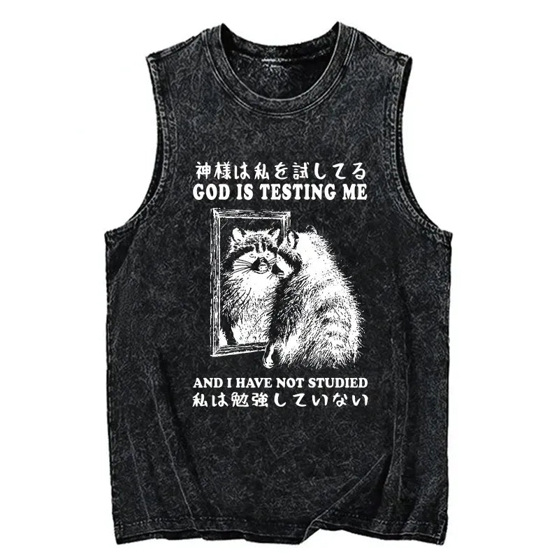 Raccoon Print Tank Top for Streetwear Daily Wear