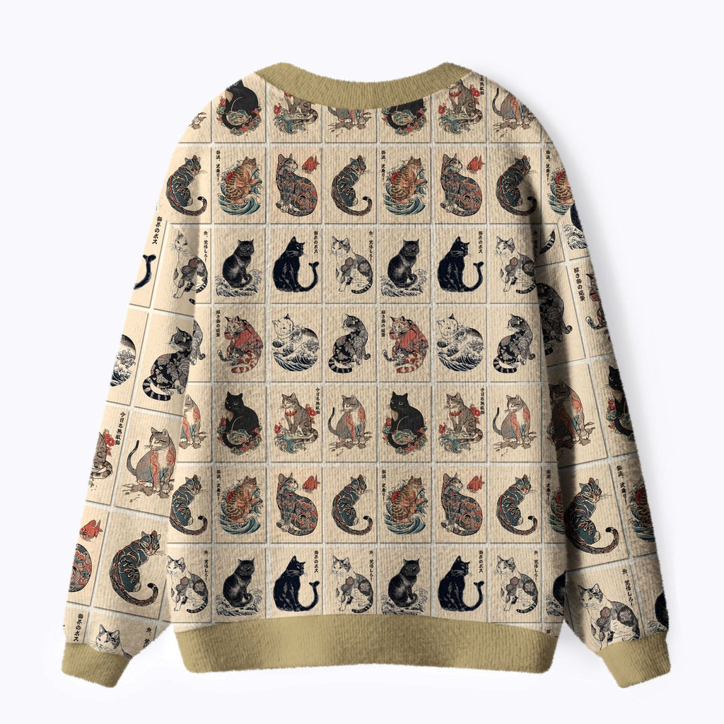 Kyoto-Lion The Bold And The Inked Cats Ugly Cardigan Sweater