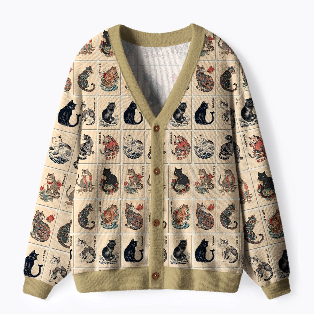 vintage japanese cat cardigan sweater