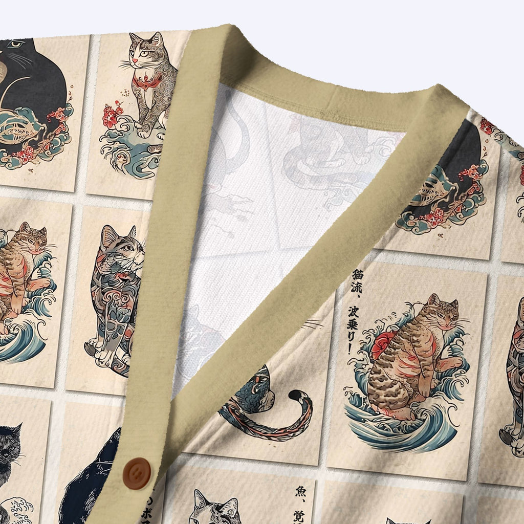 japanese cat cardigan sweater for gift