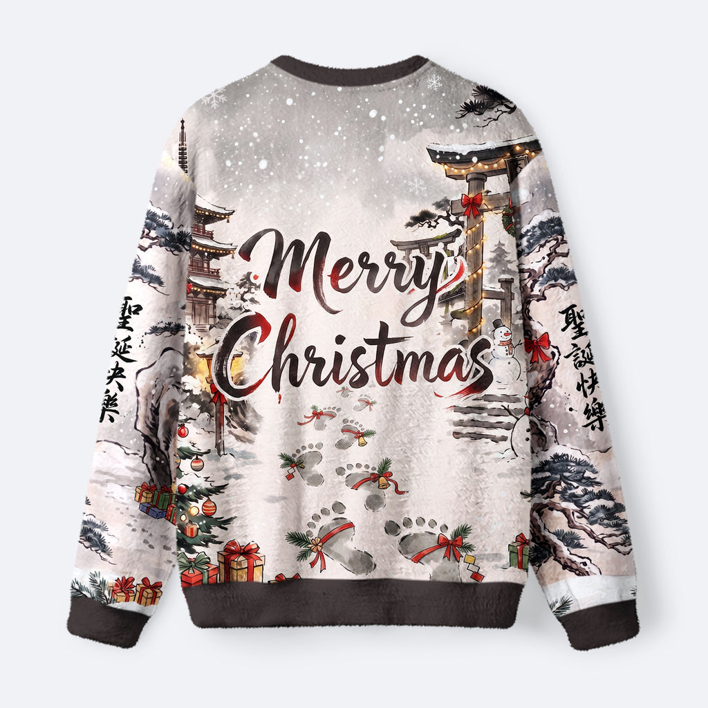 Kyoto-Lion Funny Japanese Ukiyo-e Samurai Gorilla Fuzzy Christmas Ugly Sweatshirt