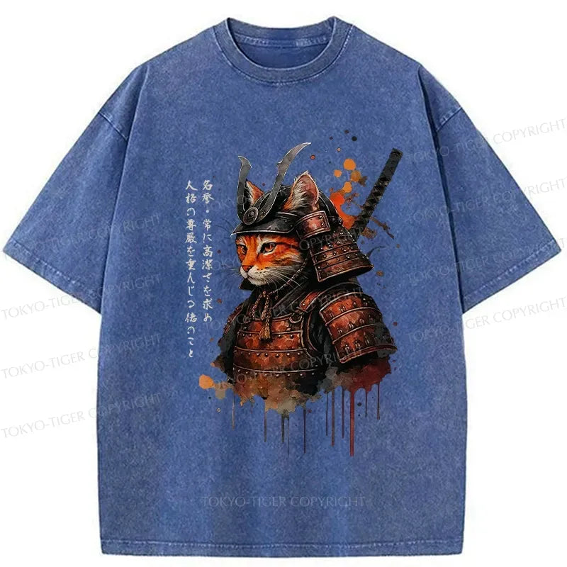 japanese samurai cat t-shirt on sale