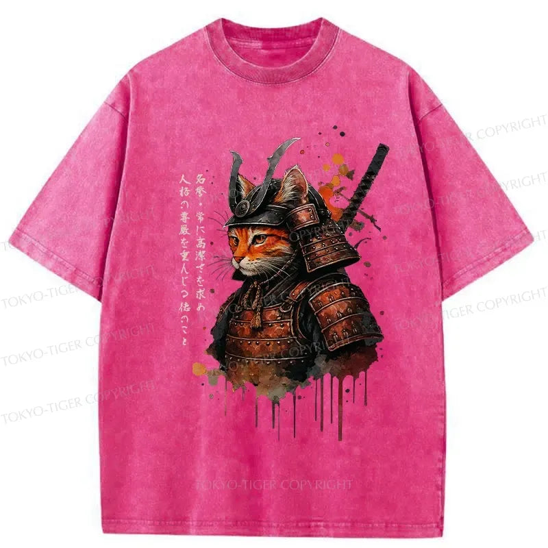 japanese samurai cat t-shirt on sale