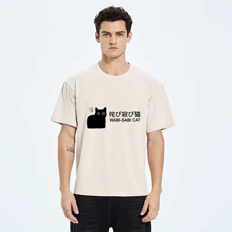 Wabi-sabi Cat Washed T-Shirt Premium