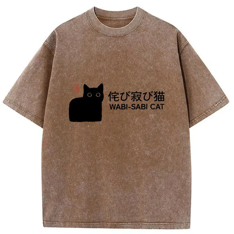 Wabi-sabi Cat Washed T-Shirt Premium