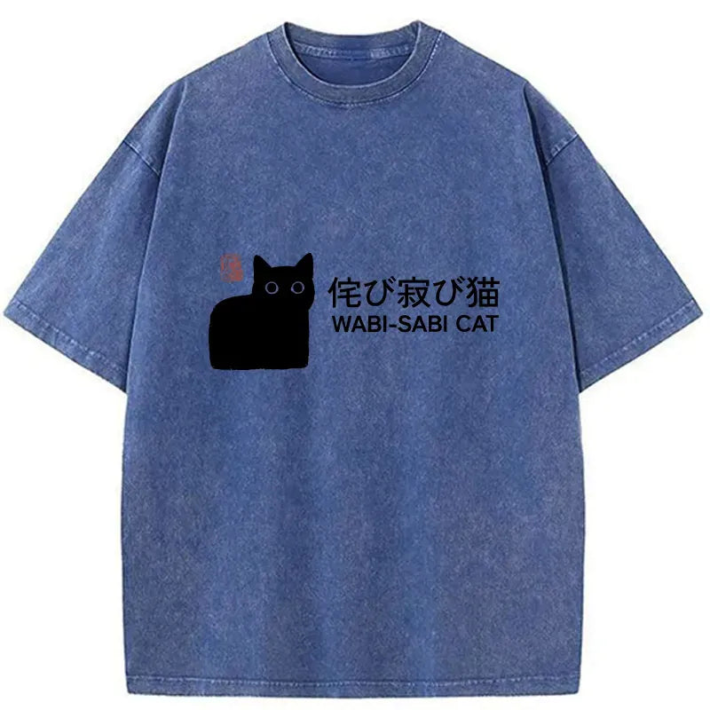 Wabi-sabi Cat Washed T-Shirt Premium