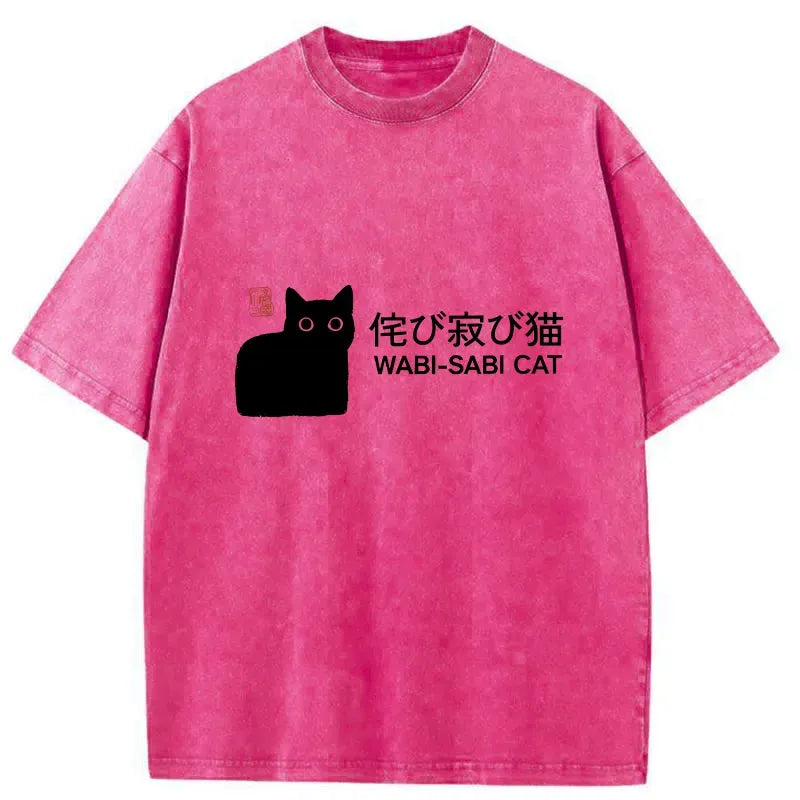 Wabi-sabi Cat Washed T-Shirt Premium