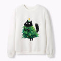 Unisex Cat Sweatshirt with Christmas Tree Design